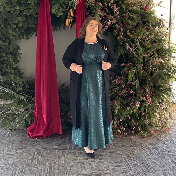 SHEIN dark teal/greenish Long Sleeve Dress, size 3X - Picture 4 of 14